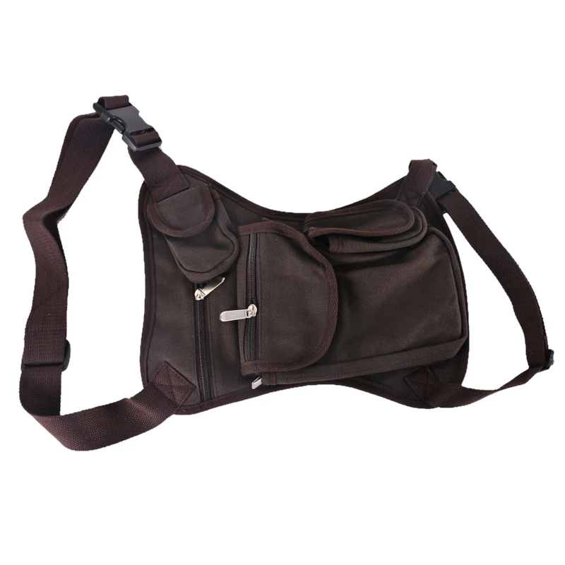 Холщовая Мужская поясная сумка для ног, сумки в стиле милитари, мотоциклетная сумка-мессенджер через плечо, наплечный ремень, сумка-кошелек, облегающая сумка - Цвет: coffee