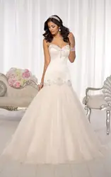 Русалка свадебные платья 2016 robe de mariage милая рукавов вышивка бисером белый/слоновая кость ПЛАТЬЕ DE NOIVA sereia