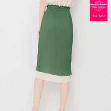 Новая летняя Корейская женская плиссированная шифоновая юбка с завышенной талией и цветными вставками Женская Повседневная Свободная юбка L589