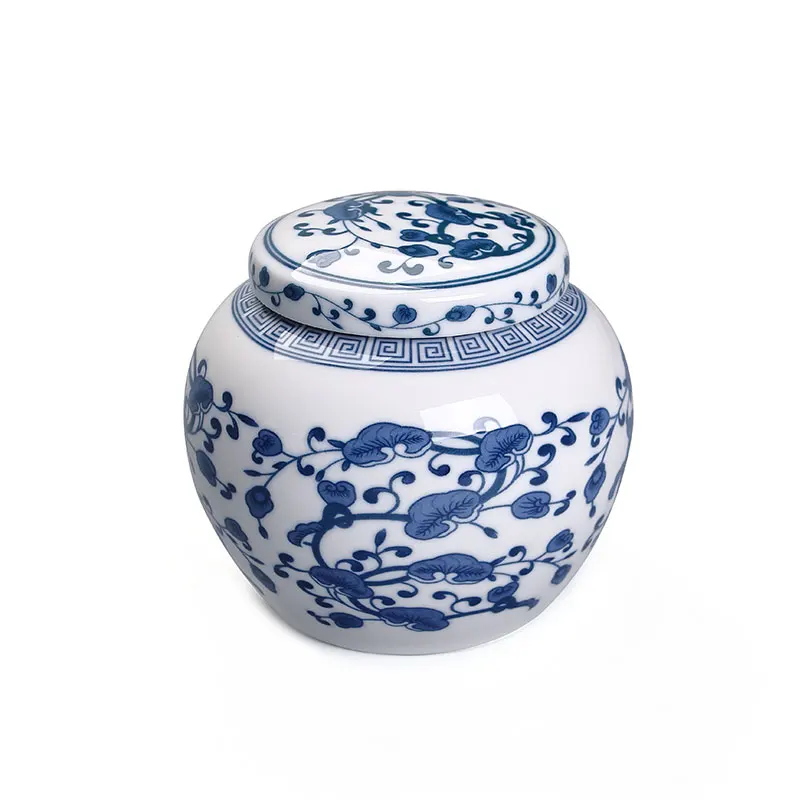

Portable Mini Tea Jars Porcelain Blue And White Tea Caddy Sealed Food Storage Jar Travel Storage Box Decor Crafts Beans Canister