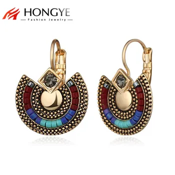 

HONGYE New Summer Boho Multi Crystal Rhinestone Beads Drop Earrings Pendientes Ears Ethnic Women Vintage Jewelry