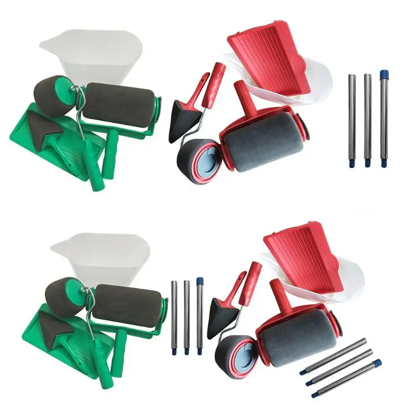 

6/7pcs Paint Brush Handle Tool Runner Roller Pro Rollers Wall Painting Kit Walls Set Edger Room Home Garden + Extension Pole Tub