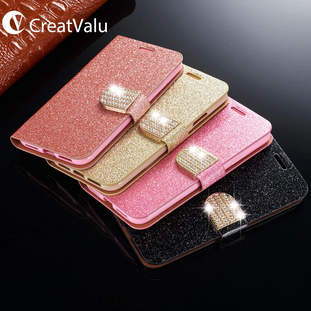 CreatValu Magnetic Wallet Case For Samsung Galaxy S6 S7 edge S8 Plus A3 A5 2015 2016 2017 J330 J530 cover Flip Leather |