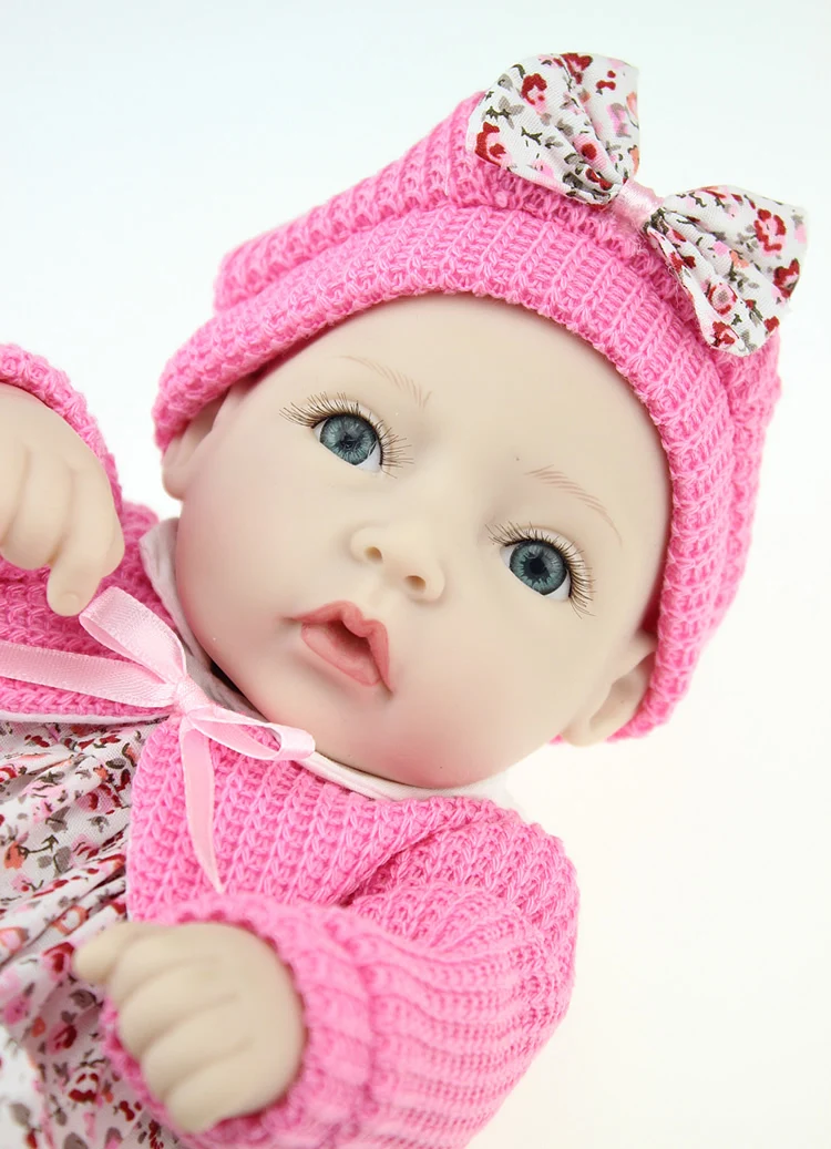 28cm boy/girl full silicone reborn babies with nappy hat TOP Quality baby toys traning reborn