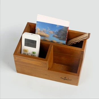 

Top Selling Classic Zakka Remote Controller Storage Boxes Natural Vintage Wooden Box Durable Wood Office Organizer Home SN002
