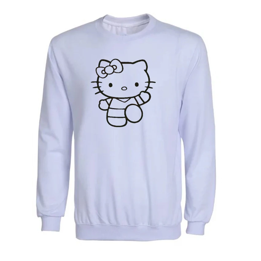 Новые женские толстовки с капюшоном рисунком Hello Kitty хлопковая толстовка круглым