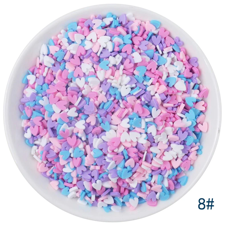 50g/lot Cute Hot Selling Clay Sprinkles, Colorful Heart Five Star Bow Candy Sprinkles for Crafts Making Slimediy
