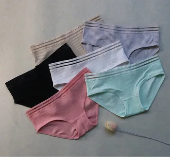 

Transparent Striped Middle Waist Briefs Sexy Thong Underwear women Soft cotton Lingerie panties for Girls