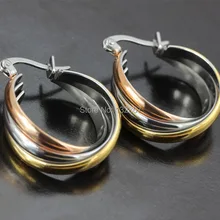 Одна пара серебряные/Золотые розовые/Золотые женские серьги-кольца из нержавеющей стали для подарка ювелирные изделия в модных подарках