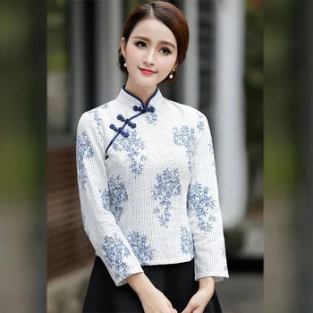 

2019 Robe Chinoise Autumn Winters Is Modified Cotton Long Sleeve Robe Jacket Of And Porcelain Tea Served A Undertakes To 9330