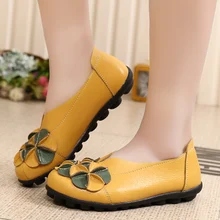 Женская обувь на плоской подошве; кожаная обувь с цветочным принтом; Лоферы для мам; мягкие женские лоферы; Прямая поставка; женская повседневная обувь; однотонные Мокасины