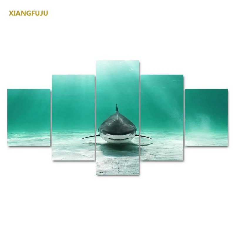 5pcs/set Unframed HD Shark Picutre Print On Canvas Art Painting For