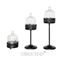 1 Pcs Black Mini Iron Wedding Party Decoration Cake Stands Dessert Fruit Cakecup Plate Pan With PC Cover #1511250