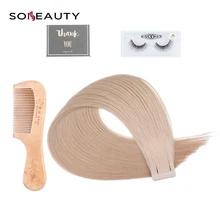 Sobeauty, накладные человеческие волосы на Клейкой Ленте, двойные накладные прямые волосы, кожные уток, красивые волосы, малазийские волосы Remy, 18 цветов
