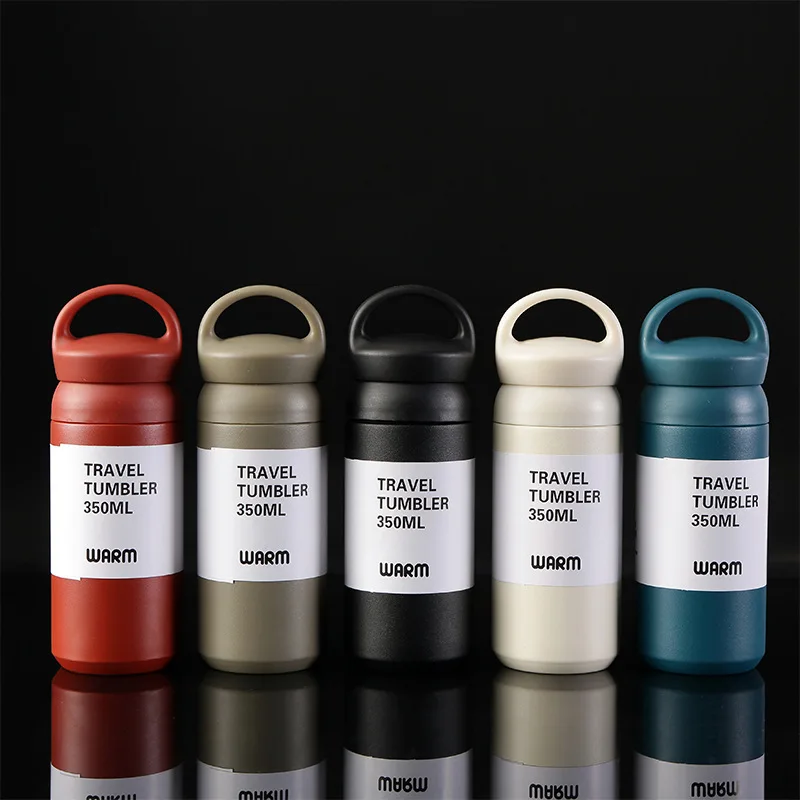 

2019 Fashion 350ML Insulated Vacuum Flasks Stainless Steel office Thermos cup Water Bottle portable handle Lid Travel coffee Mug