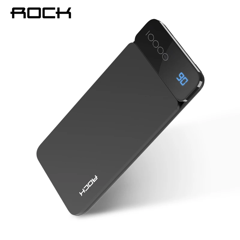 de energía ROCK 10000 Mah cargador de batería externo PoverBank LCD Powerbank cargador móvil portátil Universal|Cargador portátil| - AliExpress