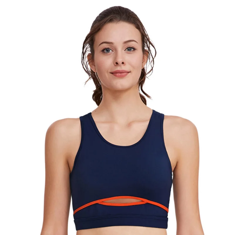 

Yoga Vest Shock Absorption Breathable Mesh Belt Workout Gather Sweat Wicking Soft Solid Running Padded Women Sports Bra