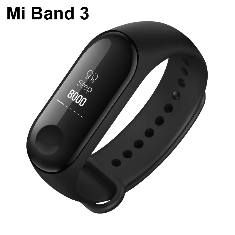 Xiaomi mi Band 2 mi Band 3 умный Браслет mi Band 3 большой сенсорный экран OLED сообщение фитнес частота сердечных сокращений смарт-браслет - Цвет: Mi band3-CN