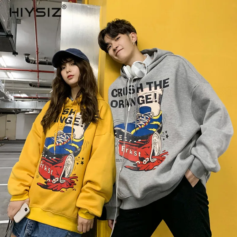 

HIYSIZ Hoodie Spring Autumn Harajuku style Harbor Trend Casual Graffiti Print Streetwear Fashion Hooded Lovers Hoodies ST475