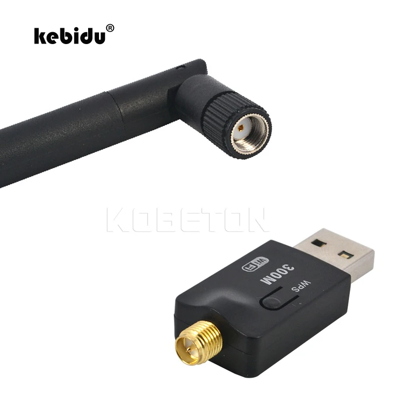 

kebidu 2.4GHz Network Wifi Adapter 300 Mbps USB Wireless USB 2.0 Network Card Antenna WPS function For Windows XP/Vista/7 Linux