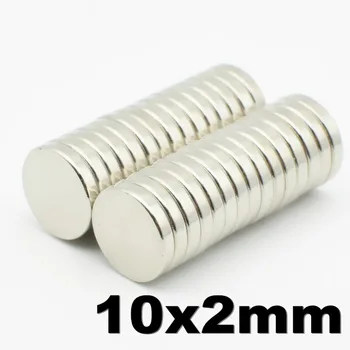 

100Pc 10x2mm Neodymium Magnet Sheet Small Round N35 Permanent NdFeB Super Strong Powerful Magnetic Magnets Disc For Craft Fridge