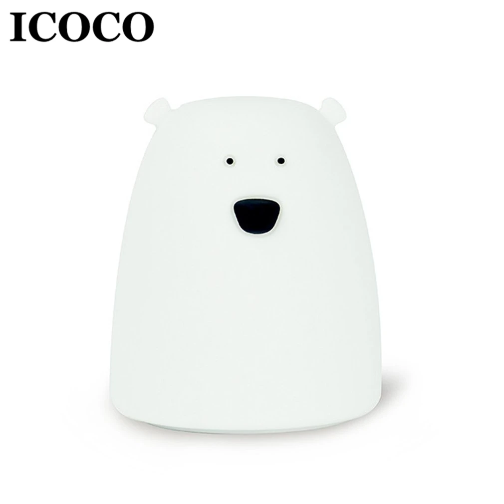 ICOCO заряжаемый через usb силиконовый красочный мультфильм милый медведь Ночник