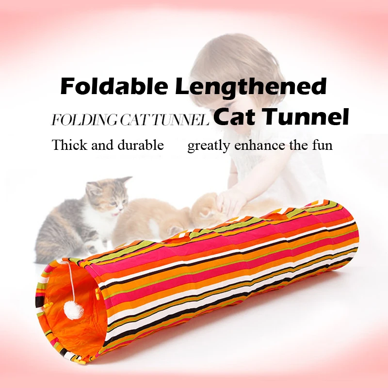 Drop Shipping Pets Cat Toys Supplies Colorful Stripes Cats Tunnels