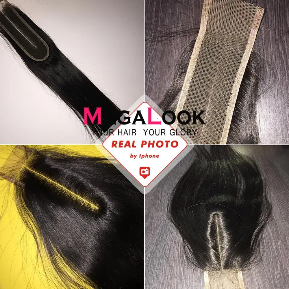 Megalook 2X6 закрытие Ким К Закрытие человеческих волос Закрытие 2*6 кружево прямые Remy бразильский натуральный цвет средняя часть