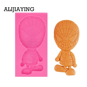 

M0348 1Pcs Cartoon superman spiderman Silicone Molds Clay Molds Fondant Cake Decorating Tools Gumpaste Chocolate Candy Moulds