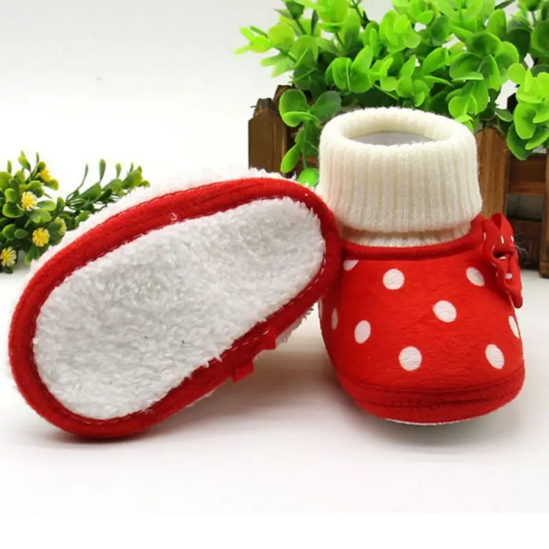 Soft & Warm Baby Shoes Born Baby Girl Bowknot Fleece Snow Boots Booties White Princess Shoes LM58 Arrival
