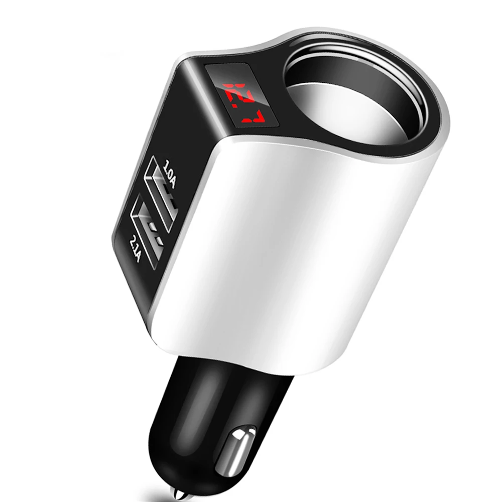 5 فولت/2.1A المزدوج USB سيارة شاحن LED عرض الدخان مقبس الطاقة محول لسامسونج غالاكسي S8 S9 زائد xiaomi سيارة-شاحن