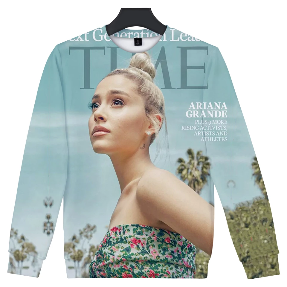  Ariana Grande 3D Streetwear Hoodies Women/Men O-Neck Long Sleeves Cotton Harajuku Print Ariana Gran