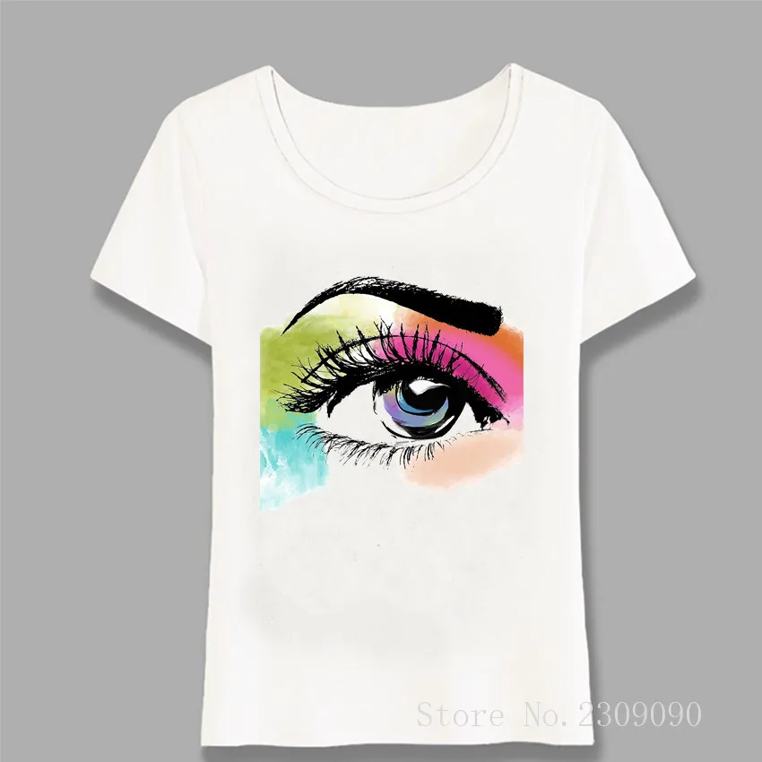 

Fashion Summer T-Shirt Women Short Sleeve Eyeful Art T-Shirt Girl Casual Tops Pretty Eyes Eyelashes Print Girl Tees Harajuku