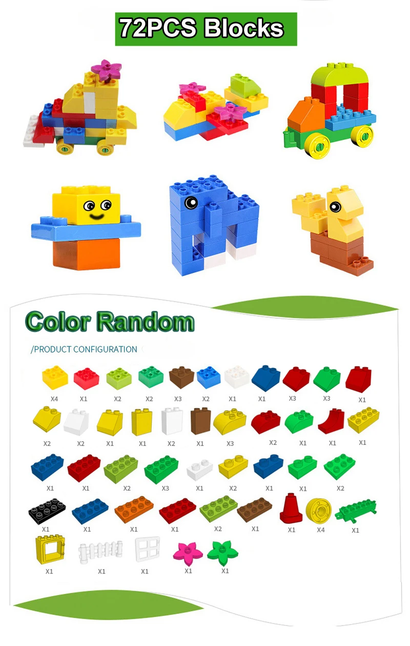 Blocos de Construção Colorida em Massa Tijolos com a com a Figura Tamanho Grande Presente Instrução Etiqueta Brinquedo Figura Acessórios Compatíveis Duploed 72 260 Pcs 19 presente adesivo colorido tijolos a granel com