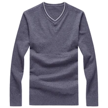 Свитера с v-образным вырезом, Стильный вязаный мужской свитер с длинным рукавом, мужские однотонные свитера, пуловеры высокого качества, топы 7XL
