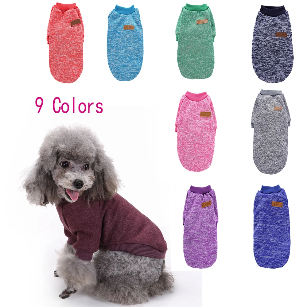 Одежда для собак для маленьких и средних собак, 9 цветов, мягкий свитер для котов, одежда для собак, зимняя одежда с бульдогом, классический наряд, аксессуары для собак