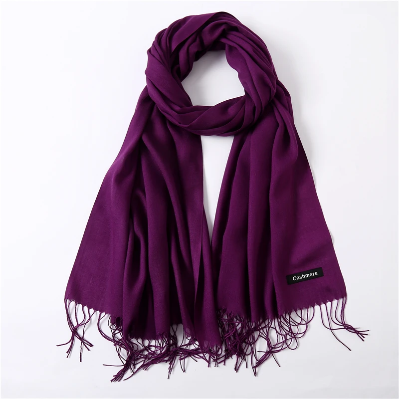 110g purple Сплошной цвет мягкий женский шарф кашемировые шарфы женские летние тонкие Шали Обертывания зимние пашмины женский хиджаб повязка на голову - Цвет: 110g purple