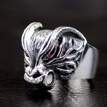 

Thailand, Atmospheric Male Sterling Silver Satan RAMS Thai Silver Ring