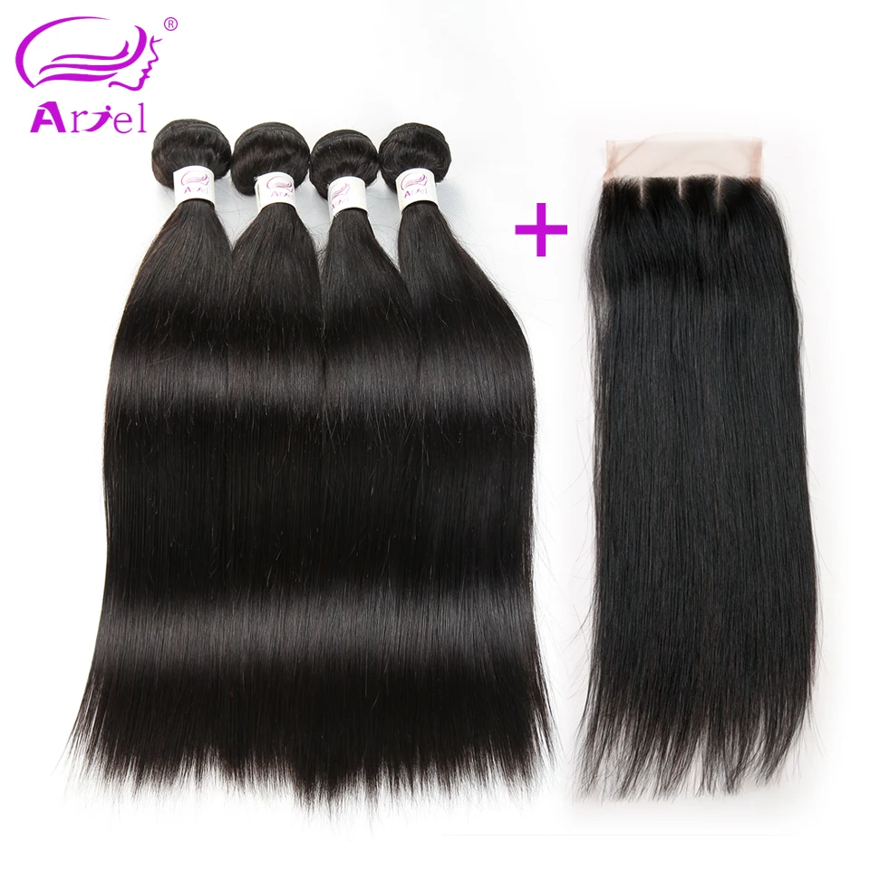 Brazilian Virgin Hair With Closure Brazilian Virgin Hair 4 Bundles Human Hair With Closure Brazilian Straight Hair With Closure