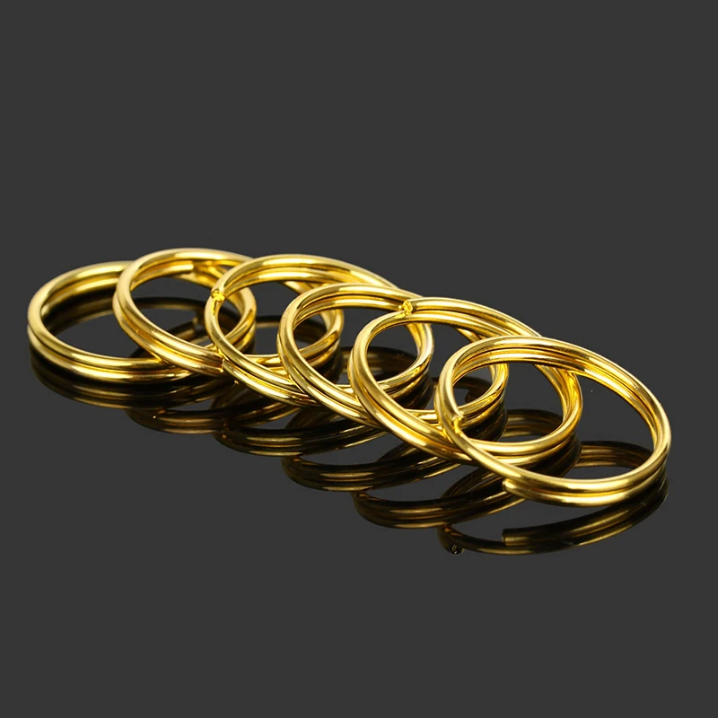 

20mm 25mm Keyring Split Ring Gold Color Plated Steel Wire Ring For Keychain Making Connectors 100Pcs/Lot