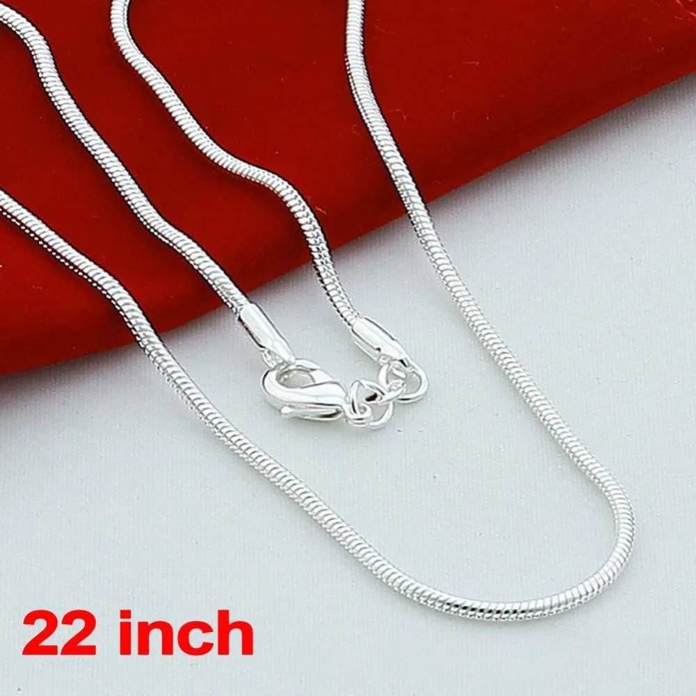 Moda 925 Esterlina Sólida Prata lotes 1mm Cobra Correntes Colares 22 polegada NOVA prata jóias colares baratos
