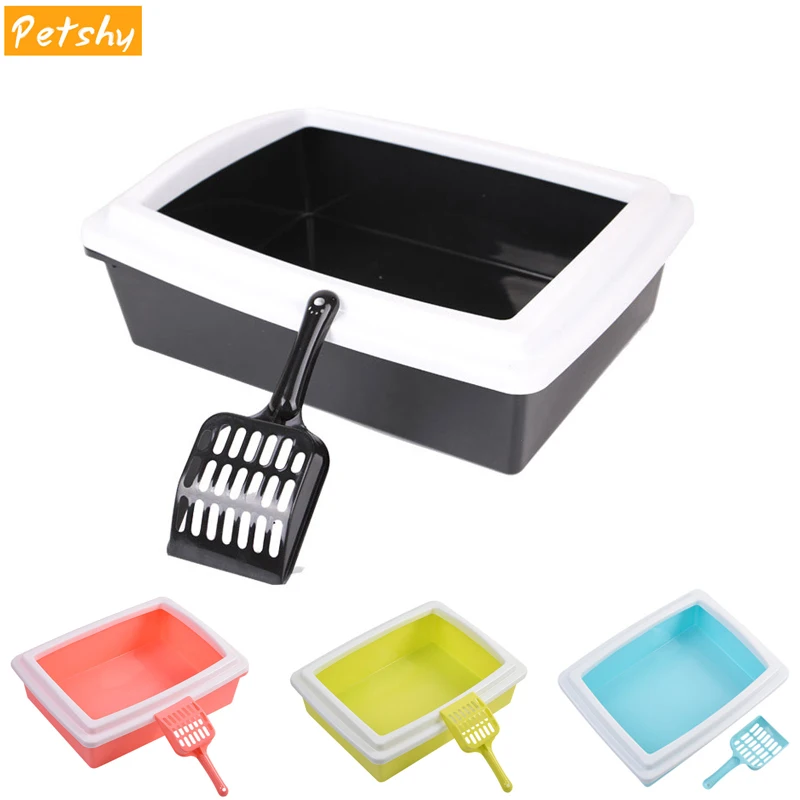 Petshy Cat Bedpans Semi Closed Anti-splash Cat Toilet Cat Litter Box Plastic Bedpan Case Pet Supplies Easy To Use