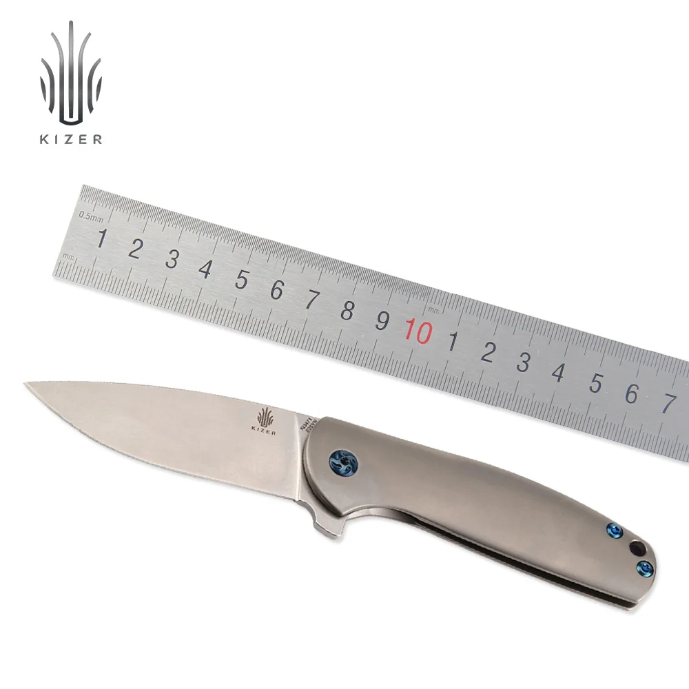 Online Kizer mini messer überleben messer hohe qualität kleine falten tasche messer Gemini titanium flipper camping werkzeuge