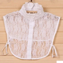 Для женщин однотонная одежда кружево Съемная нагрудные колье цепочки и ожерелья рубашка манишка с высоким воротом куртка с лацканами