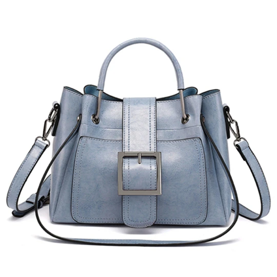 Модные женские сумки, кожаные сумки через плечо, дизайнерская женская сумка-мессенджер, Женская Повседневная Большая сумка высокого качества, женская сумка - Цвет: Blue
