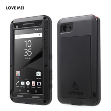 LOVE MEI for Sony Xperia Z5 Compact Cover 4.6-inch Metal + Silicone + Armored Temered Glass Dropproof Case for Sony Z 5 Compact