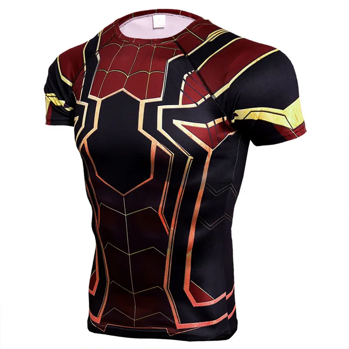 Капитан Америка Человек-паук 3d печатные футболки обтягивающая мужская кофта с коротким рукавом фитнес топы G ym Бодибилдинг футболка аниме - Цвет: NTD-01