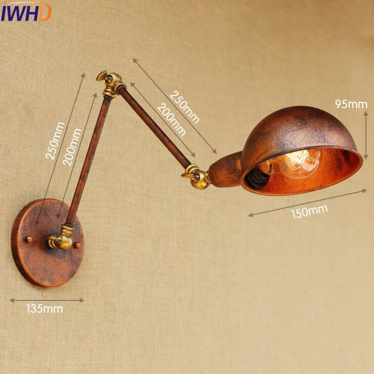 Серебряный Золотой Античный Ретро винтажный настенный светильник светодиодный Поворотный Настенный светильник с длинным кронштейном светильники Лофт промышленный светильник ing Lamparas De Pared - Цвет абажура: 1