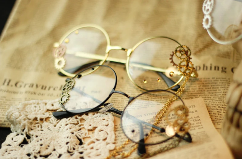 Cosplay&ware Steampunk Girls Cosplay Glasses Frame Metal Gear With Chain Women Retro Lolita Eyewear -Zentai shop online HTB1av5hVbrpK1RjSZTEq6AWAVXaW.jpg
