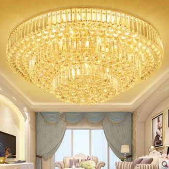 

Modern minimalist LED round crystal ceiling lamp atmospheric hotel living room lights restaurant bedroom lighting lamps fixture